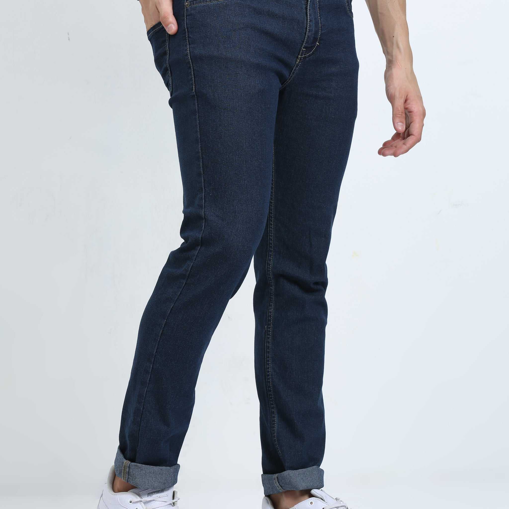 MEN DARK NAVY SOLID JEANS SLIM FIT