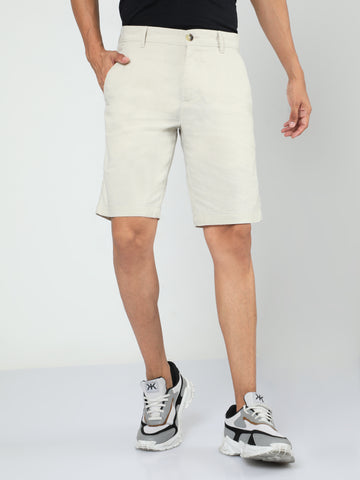 MEN LINEN FOG SOLID SHORTS