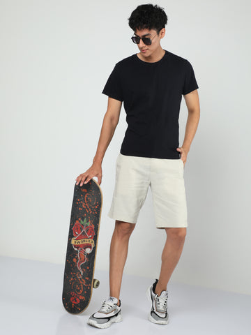MEN LINEN FOG SOLID SHORTS