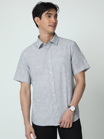 MEN GREY SOLID HALF SLEEVE SHIRT