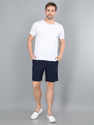 MEN NAVY SOLID SHORTS
