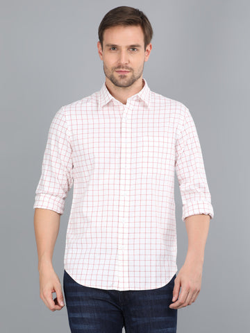 MEN RED CHECKS FULL SLEEVE SHIRT